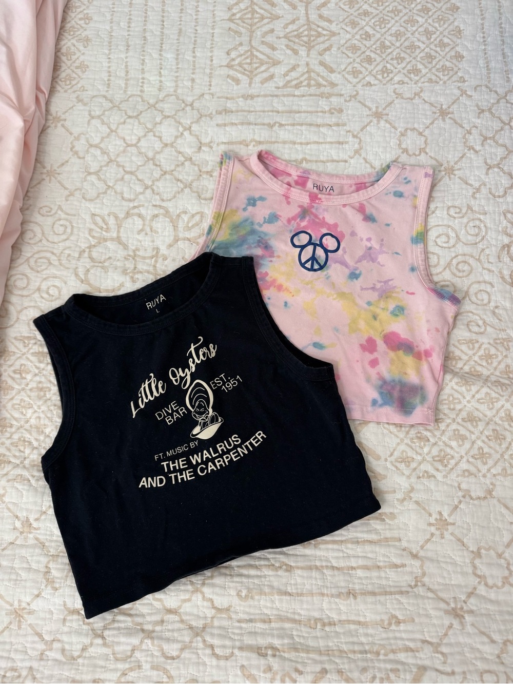 2 disney cropped tank tops